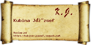 Kubina József névjegykártya