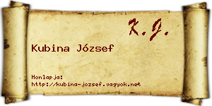 Kubina József névjegykártya